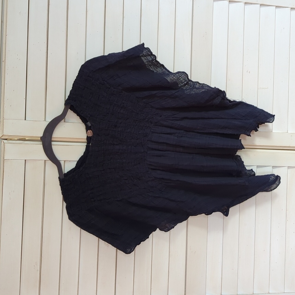 Dark blue gauzy Free People One top XS